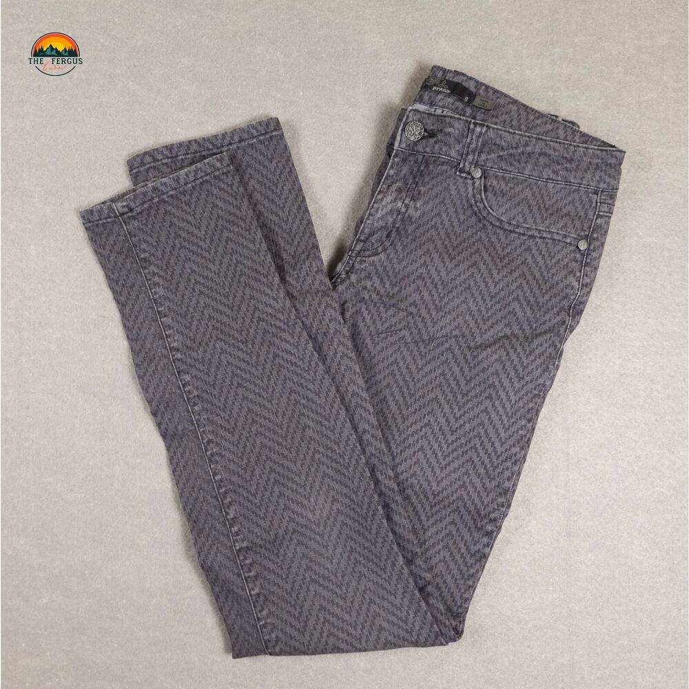 Prana Skinny Jeans Gray Herringbone Medium Wash Pockets Denim Women's Size 6